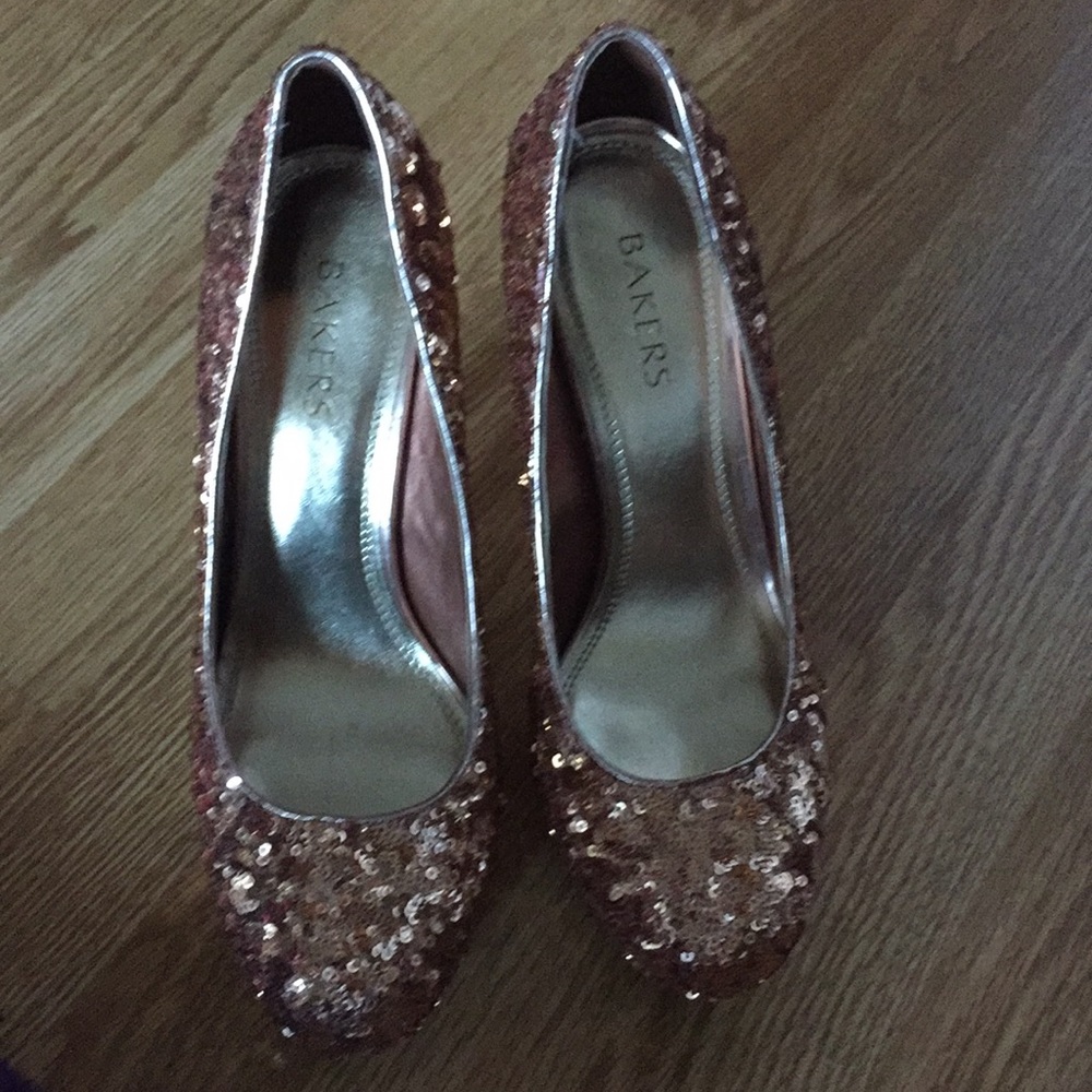 Bakers Rose Gold Sequin High Heels